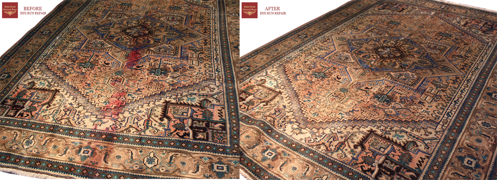 oriental rug color restoration dye matching before and after