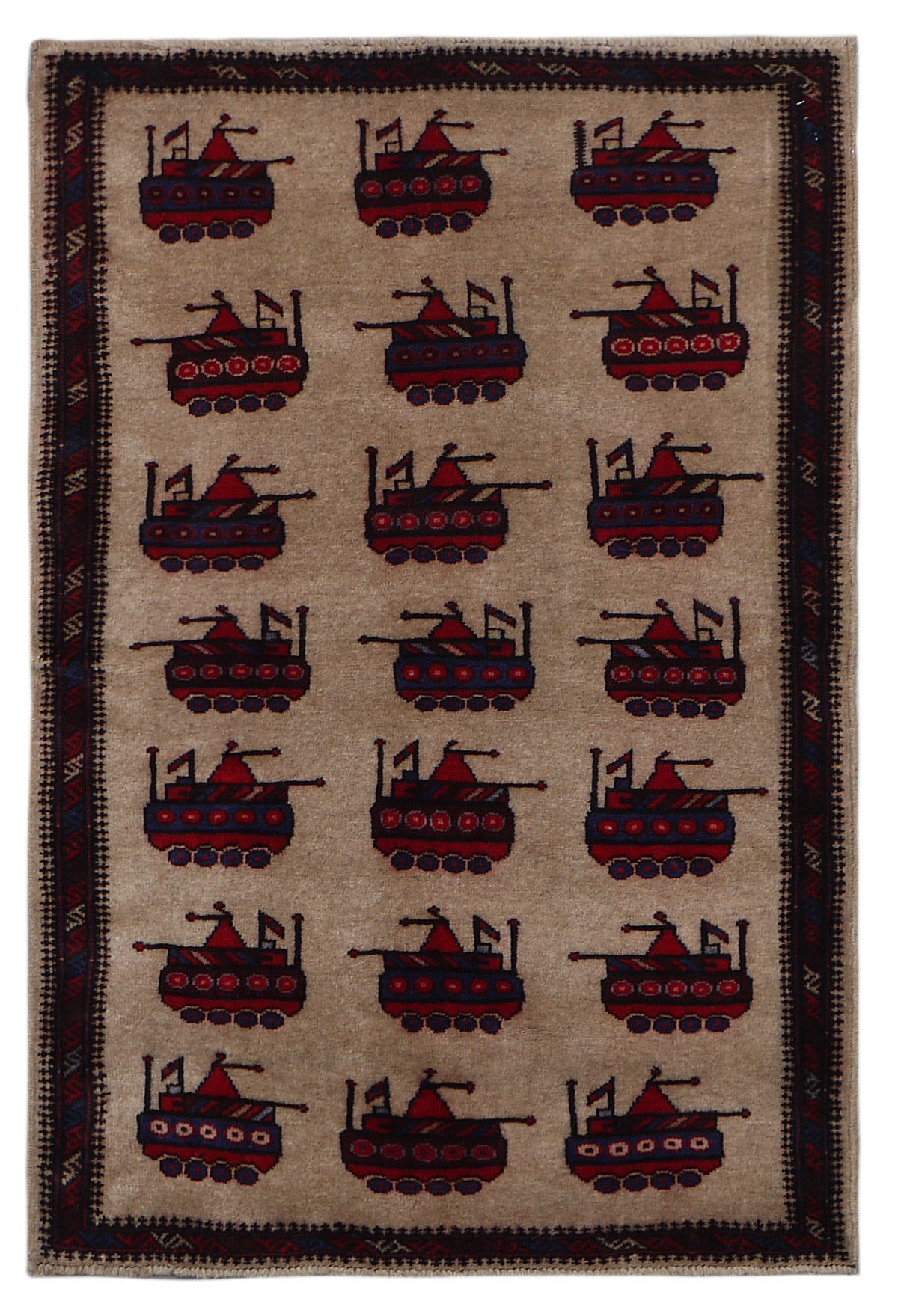 2.10x4.4 Historical Tribal War Rug | Main Street Oriental Rugs