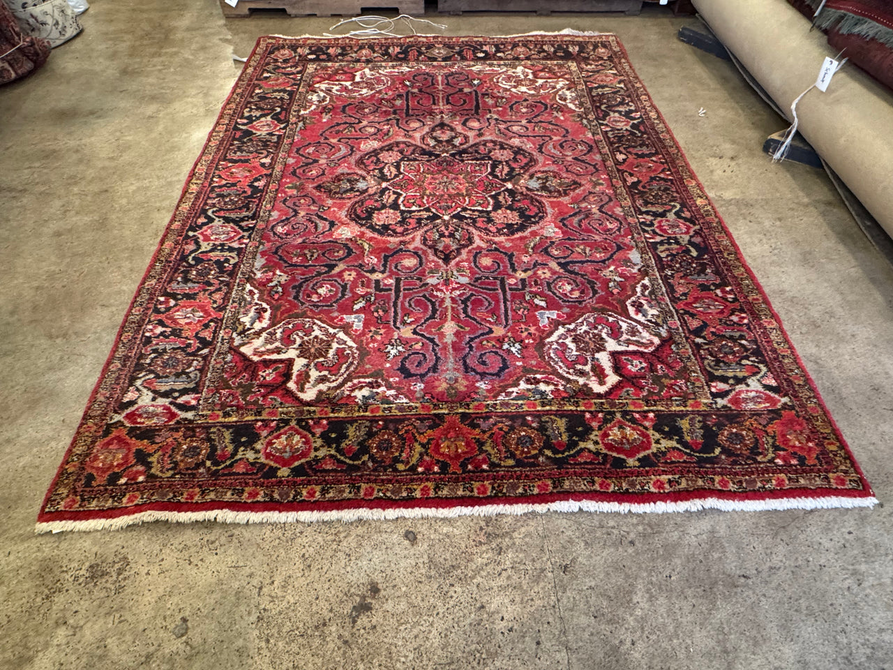 6.9x8.1 Vintage Persian Heriz - High Pile