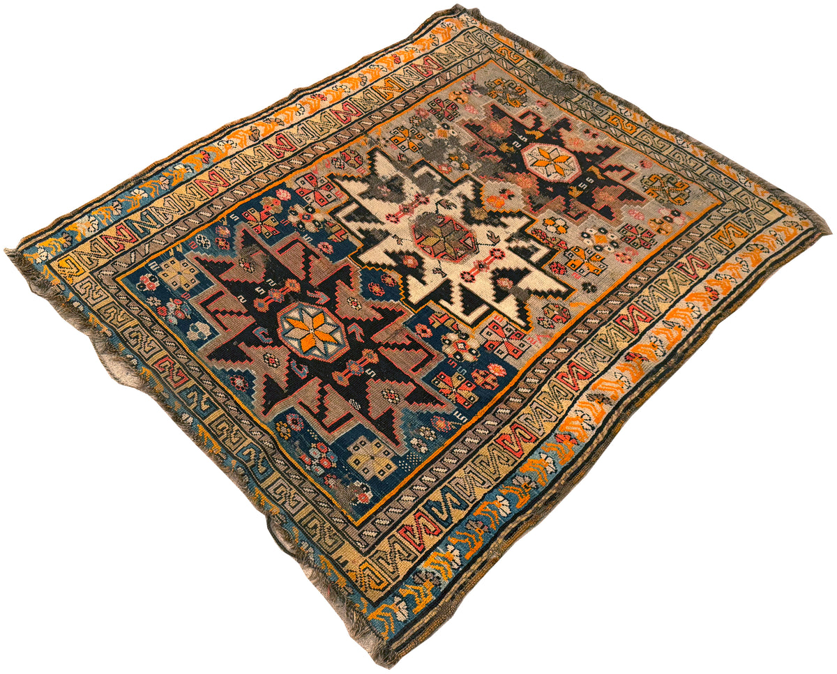 3.8x4.3 Antique Russian Eagle Kazak Rug | Main Street Oriental Rugs