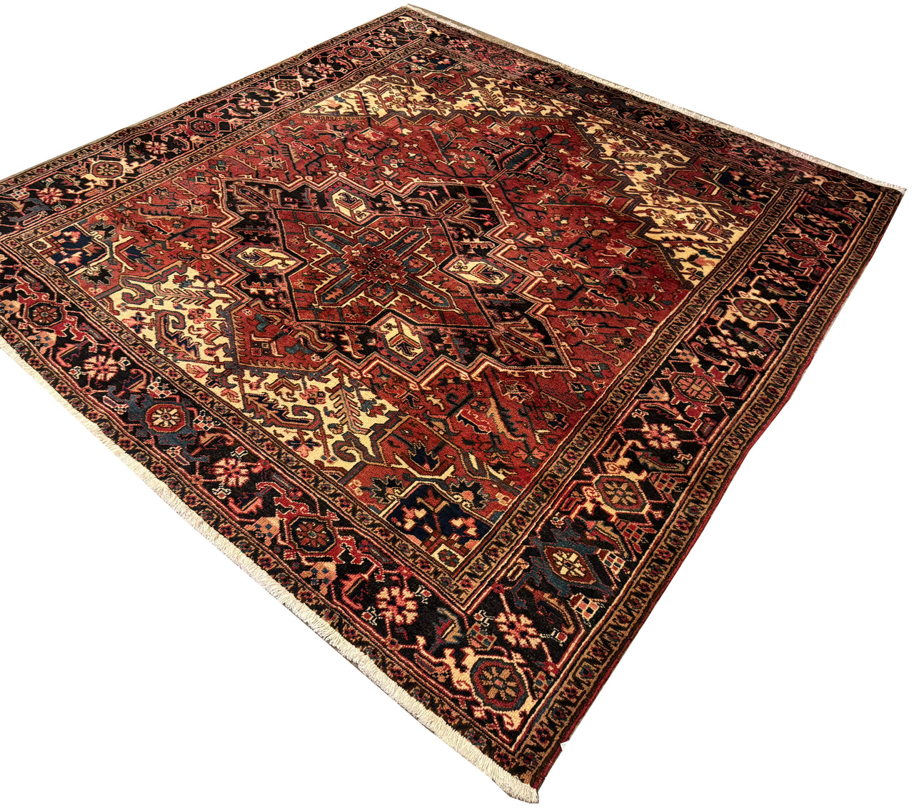 7.8x8.1 Vintage Persian Heriz - RARE SIZE