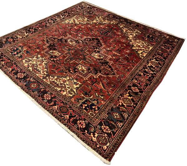 7.8x8.1 Vintage Persian Heriz - RARE SIZE