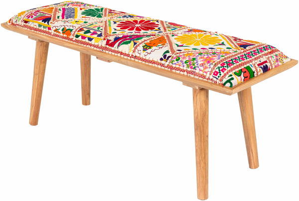 Yook Vibrant Patchwork Wooden Bench - ONLINE ONLY