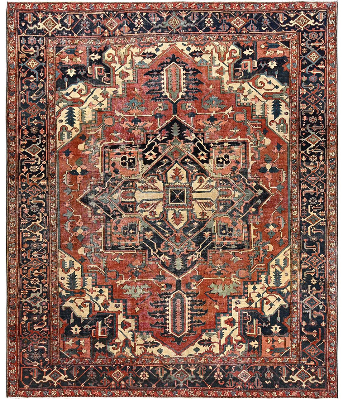 9.7x11.10 Antique Persian Serapi - RARE-ORIGINAL