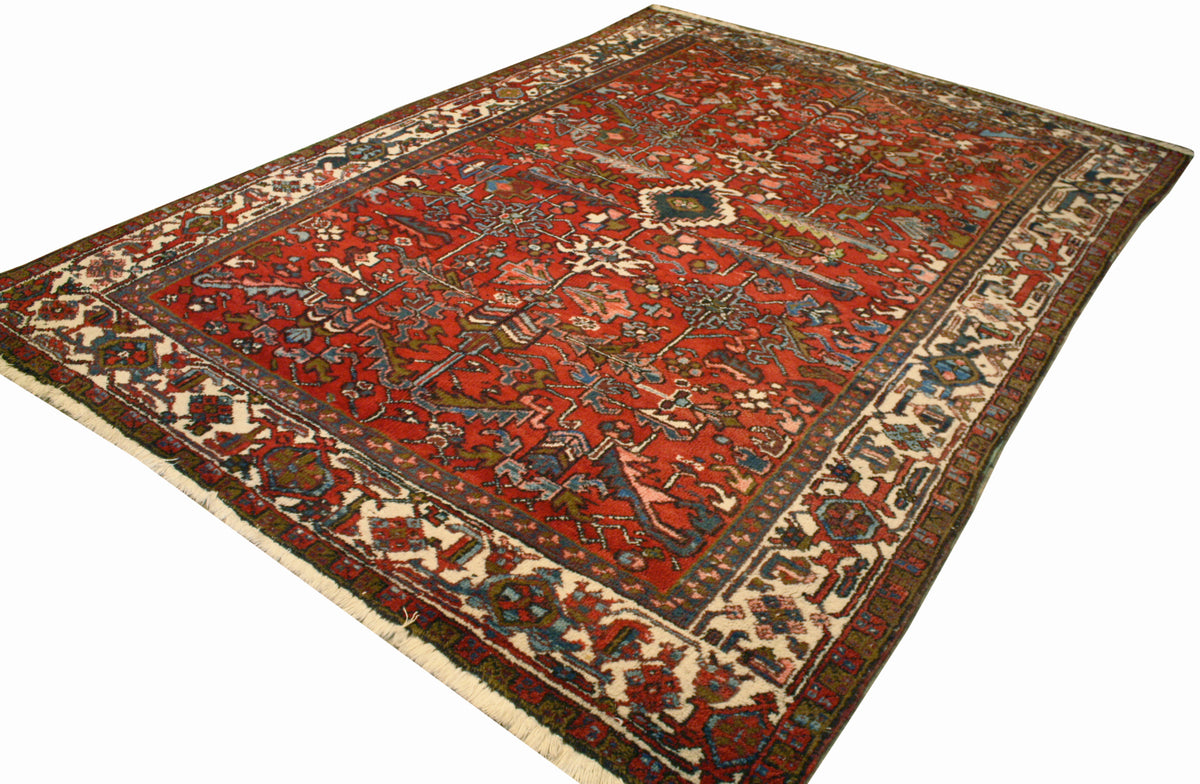 7.4x10.6 Vintage Persian Heriz Wool Rug